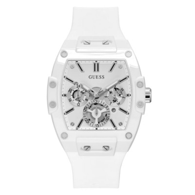 Reloj Guess Phoenix Caballero Policarbonato Blanco Correa Silicona Blanco Multifunción 43mm Ref: GW0203G2
