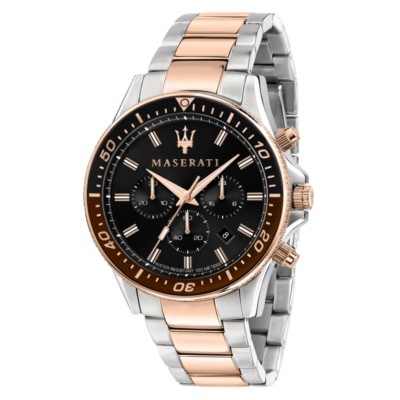 MASERATI R8873640009 SFIDA 44MM CHR BLACK DIAL BR SS+RG