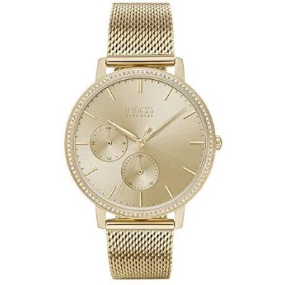 Reloj Boss Mujer Infinity Malla Milanesa Dorado Multifunción Bisel Con Circonitas 35mm Ref: 1502520