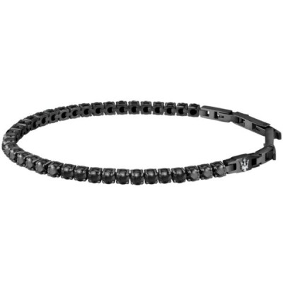 Pulsera Maserati Caballero Acero Ip Negro Y Circonitas Negras Ref: JM222AVC02