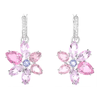 Pendientes Swarovski Gema Mixtas Flor Rosas Baño De Rodio Ref: 5658397