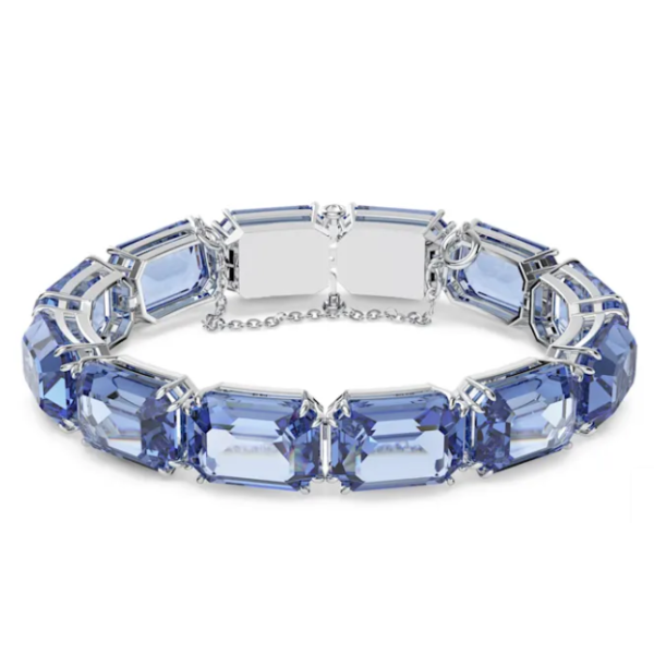 Pulsera Swarovski Millenia Octogonal Azul Baño De Rodio Ref: 5614927