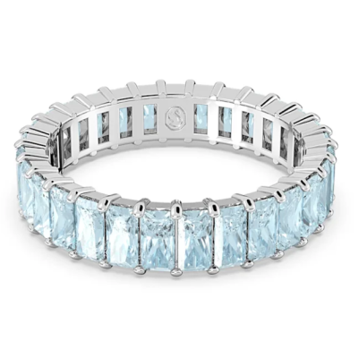 Anillo Swarovski Matrix Corte Baguette Azul Rodiado Ref: 5661907-52