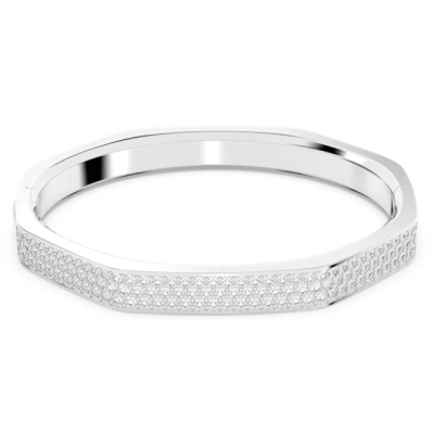 Brazalete Swarovski Dextera Forma Octagonal Blanco Chapado En Rodio  Ref: 5639200