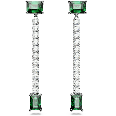 Pendientes Swarovski Matrix Cortes Mixtos Verde Blanco Rodiado Ref: 5665786