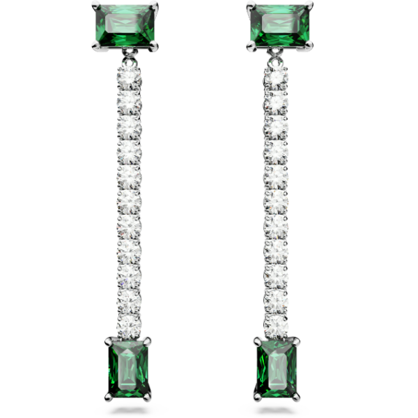 Pendientes Swarovski Matrix Cortes Mixtos Verde Blanco Rodiado Ref: 5665786