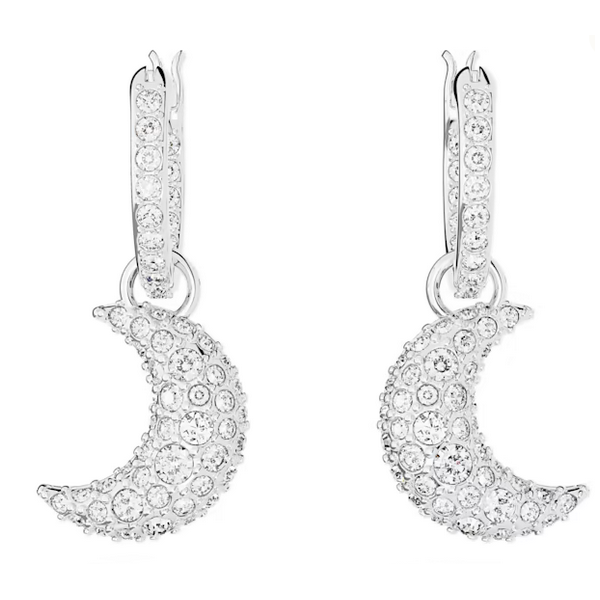 Pendientes Swarovski Luna Blanco Baño De Rodio Ref: 5666157