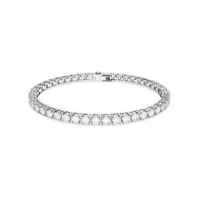 Pulsera Matrix Tennis, Talla Redonda, Blanca, Baño De Rodio Swarovski Ref.5648938
