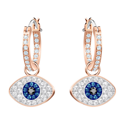 Pendientes De Aro Swarovski Symbolic Ojo Turco, Azules, Baño Tono Oro Rosa Ref.5425857