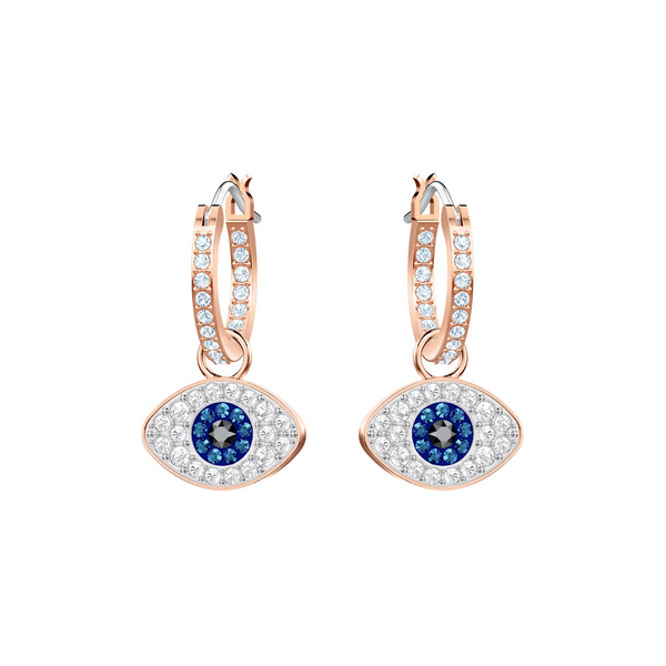 Pendientes De Aro Swarovski Symbolic Ojo Turco, Azules, Baño Tono Oro Rosa Ref.5425857