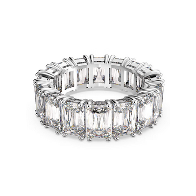 Anillo Swarovski Vittore, Talla Rectangular, Blanco, Baño De Rodio Ref.5572686