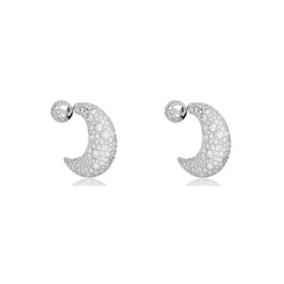 Pendientes Luna Blancos, Baño de rodio, Swarovski Ref.5666179