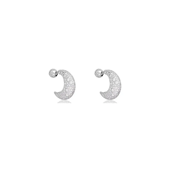 Pendientes Luna Blancos, Baño de rodio, Swarovski Ref.5666179