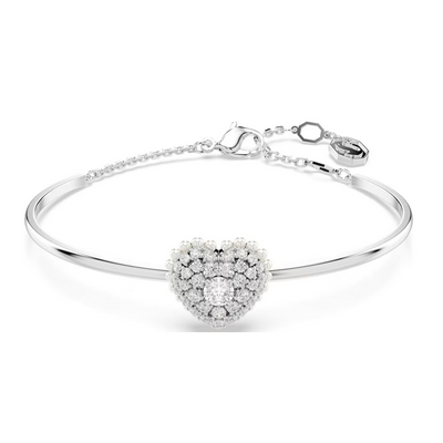 Pulsera Swarovski Hyperbola Baño Rodio y Corazón Cristales Blancos Ref.5684385