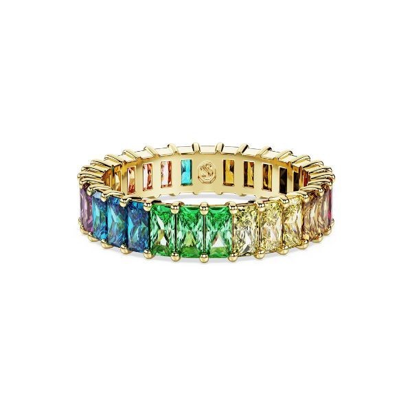 Anillo Swarovski Matrix Talla Baguette Multicolor Baño Tono Oro Ref: 5686633