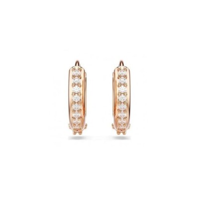 Pendientes De Aro Matrix Swarovski Talla Redonda Blanco Baño Oro Rosa  Ref: 5690669