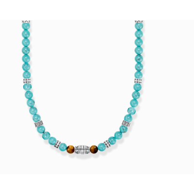 Collar Thomas Sabo Cadena Con Turquesa Beads Y Ojo De Tigre Beads Plata Ref: KE2180-364-17-L50