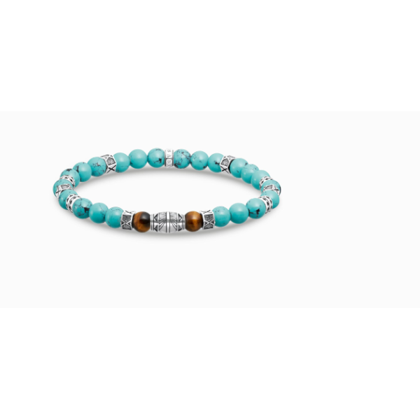 Pulsera Thomas Sabo Con Turquesa Beads Y Ojo De Tigre Beads Plata Ref: A2087-364-7-L17