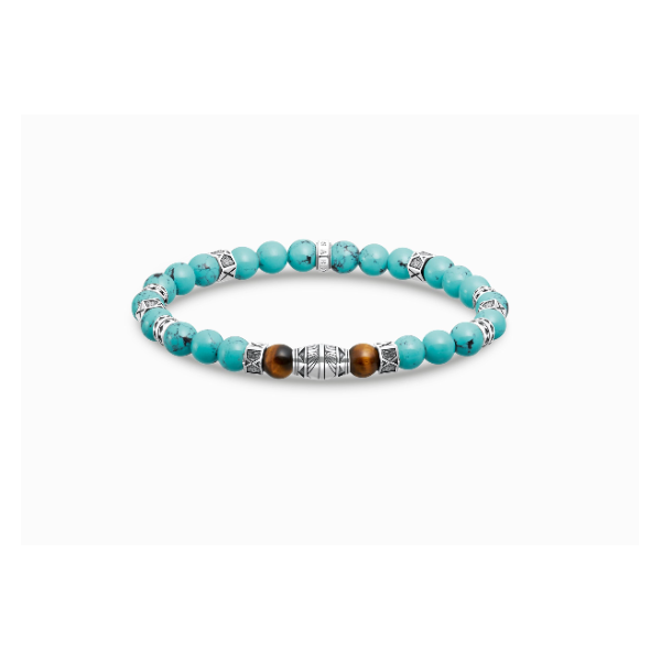 Pulsera Thomas Sabo Con Turquesa Beads Y Ojo De Tigre Beads Plata Ref: A2087-364-7-L15,5