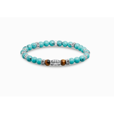 Pulsera Thomas Sabo Con Turquesa Beads Y Ojo De Tigre Beads Plata Ref: A2087-364-7-L19