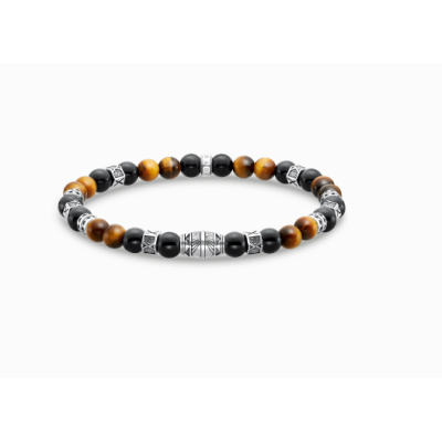 Pulsera Thomas Sabo Con Negras Ónix Beads Y Ojo De Tigre Beads Plata Ref: A2087-507-7-L15,5