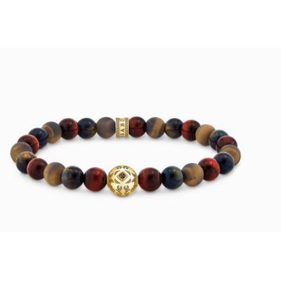 Pulsera Thomas Sabo Caballero Cuentas De Ojo De Tigre Con Baño De Oro Ref: A2145-324-2-L17
