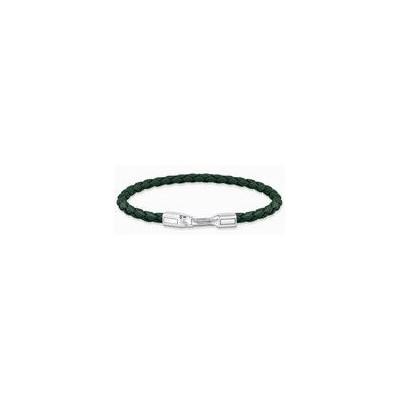 Pulsera fina de cuero en color verde y plata THOMAS SABO Ref.A2147-682-11-L17