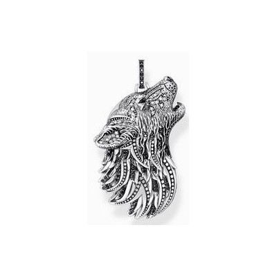 Colgante Thomas Sabo Caballero De Plata Ennegrecida En Forma De Perfil De Lobo Con Piedras Ref: PE966-643-21