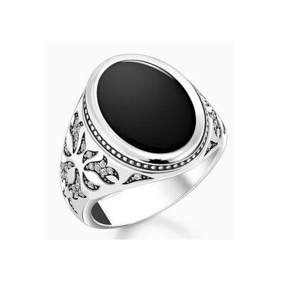 Sello de plata ennegrecida con ónix negro Thomas Sabo Ref.TR2454-641-11-56