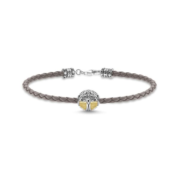 THOMAS SABO A2013-682-5-L19 CUERO GRIS ARBOL DEL AMOR ORO