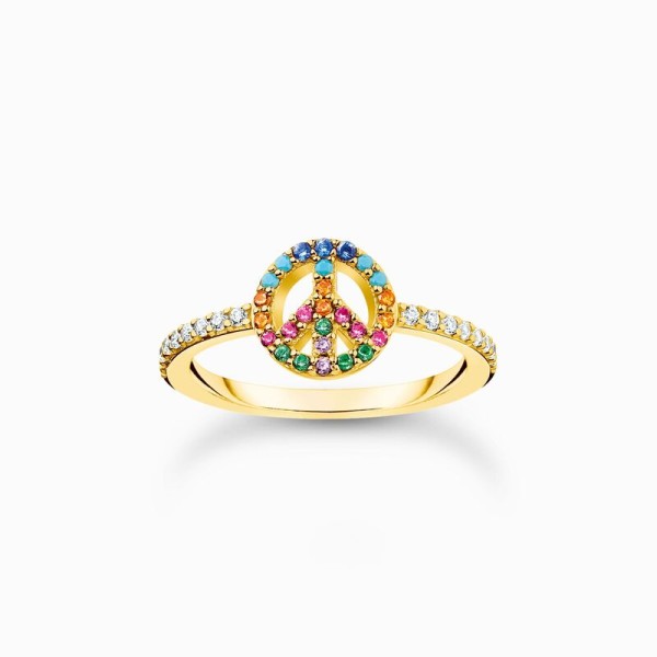 Anillo Thomas Sabo peace con piedras de colores oro Ref. TR2373-488-7