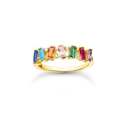 Anillo Thomas Sabo Piedras De Colores Plata De Ley Baño Oro Ref: TR2346-488-7-56
