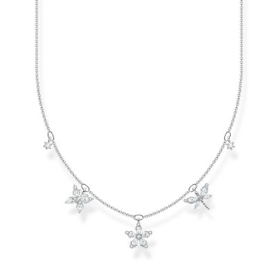 THOMAS SABO KE2100-051-14-L45V FLORES PIEDRAS BLANCAS