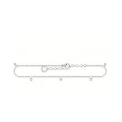 THOMAS SABO AK0024-051-14-L27V TOBILLERA PIEDRAS BLANCAS PLATA