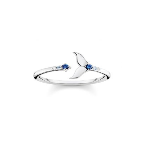 Thomas sabo anillo mujer aleta de cola con piedras azul Ref: TR2386-644-1-54