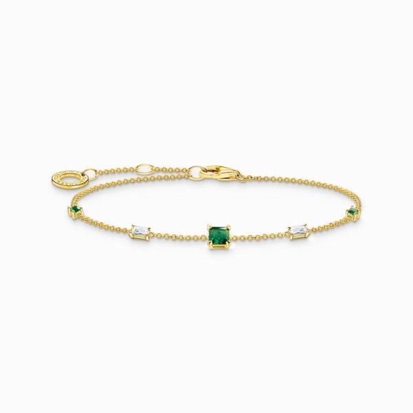 Pulsera Thomas Sabo con verde y piedras blancas oro Ref. A2059-971-7-L19V