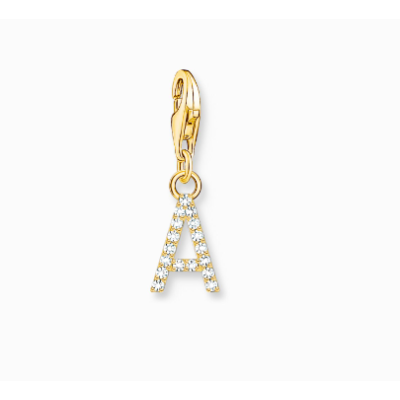 Charm Thomas Sabo Colgante Charm Letra A Con Piedras Blancas Chapado En Oro Ref: 1964-414-14