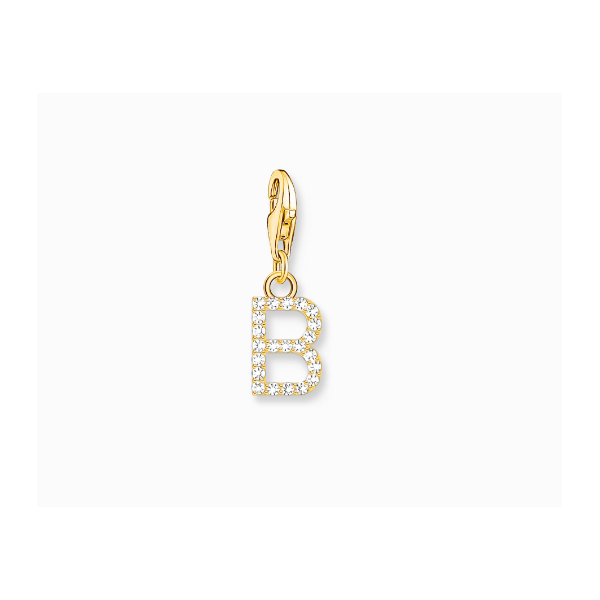 Charm Thomas Sabo Colgante Charm Letra B Con Piedras Blancas Chapado En Oro Ref: 1965-414-14