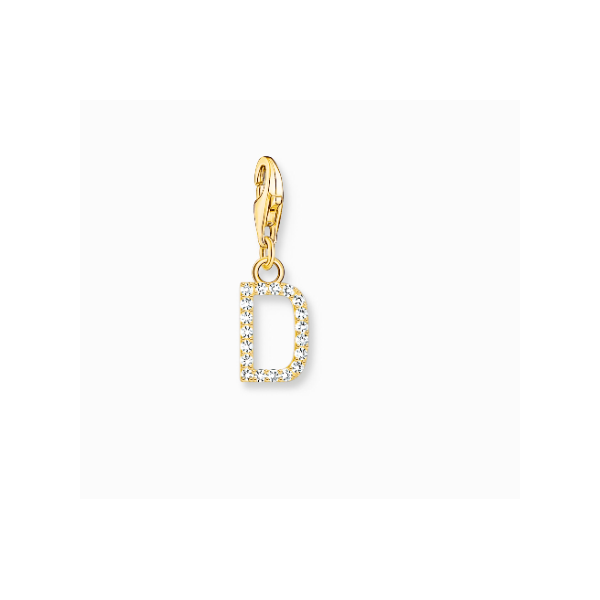 Charm Thomas Sabo Colgante Charm Letra D Con Piedras Blancas Chapado En Oro Ref: 1967-414-14