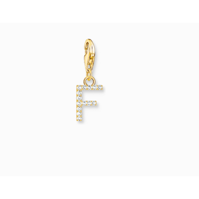Charm Thomas Sabo Colgante Charm Letra F Con Piedras Blancas Chapado En Oro Ref: 1969-414-14