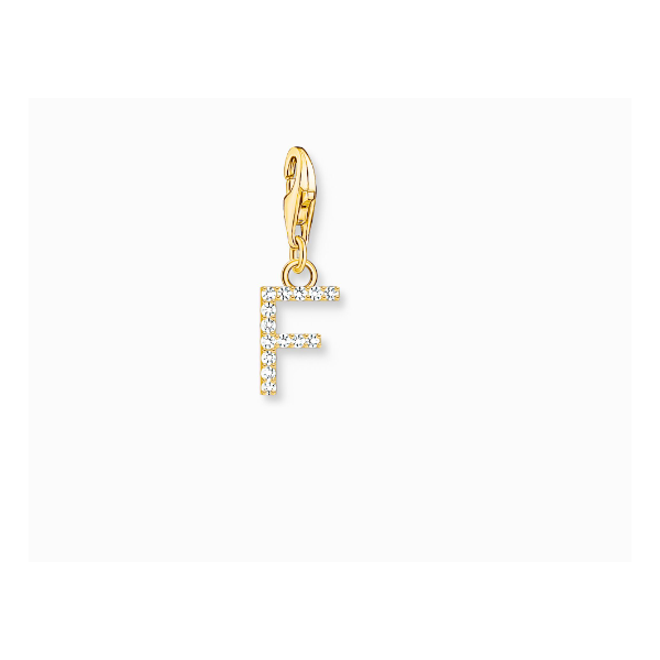 Charm Thomas Sabo Colgante Charm Letra F Con Piedras Blancas Chapado En Oro Ref: 1969-414-14