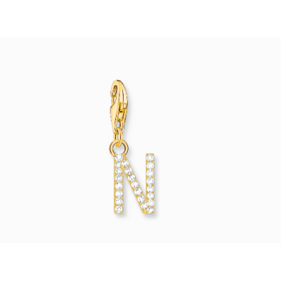 Charm Thomas Sabo Colgante Charm Letra N Con Piedras Blancas Chapado En Oro Ref: 1977-414-14