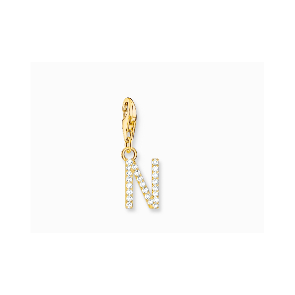 Charm Thomas Sabo Colgante Charm Letra N Con Piedras Blancas Chapado En Oro Ref: 1977-414-14