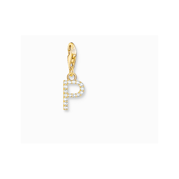 Charm Thomas Sabo Colgante Charm Letra P Con Piedras Blancas Chapado En Oro Ref: 1979-414-14