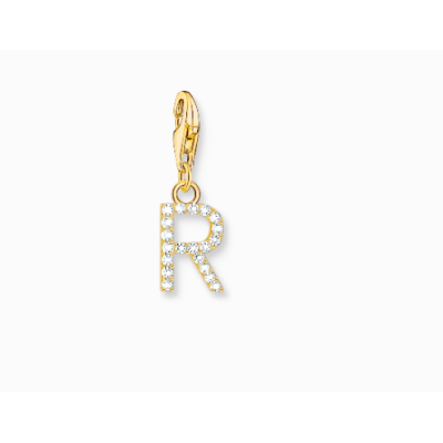 Charm Thomas Sabo Colgante Charm Letra R Con Piedras Blancas Chapado En Oro Ref: 1981-414-14