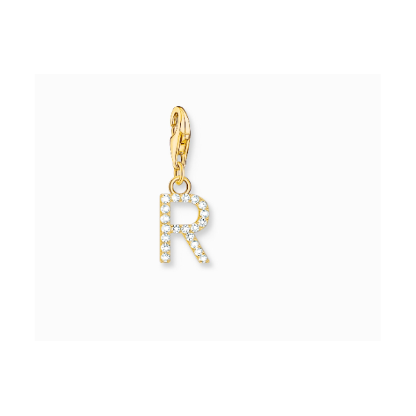 Charm Thomas Sabo Colgante Charm Letra R Con Piedras Blancas Chapado En Oro Ref: 1981-414-14