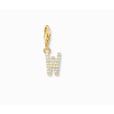 Charm Thomas Sabo Colgante Charm Letra W Con Piedras Blancas Chapado En Oro Ref: 1986-414-14