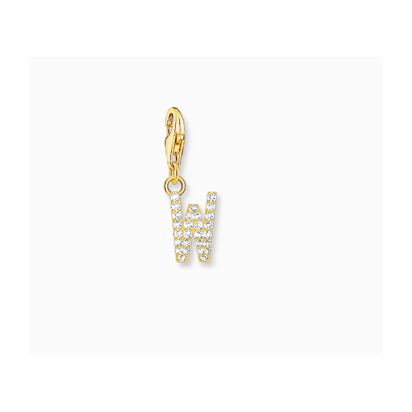 Charm Thomas Sabo Colgante Charm Letra W Con Piedras Blancas Chapado En Oro Ref: 1986-414-14