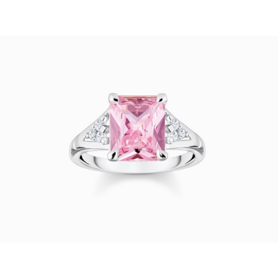 Anillo Thomas Sabo Con Piedras Rosas Y Blancas Plata Ref: TR2362-051-9-52