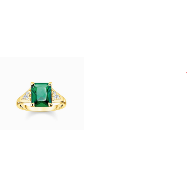 Anillo Thomas Sabo Con Piedras Verde Y Blancas Chapado En Oro Ref: TR2362-971-6-54